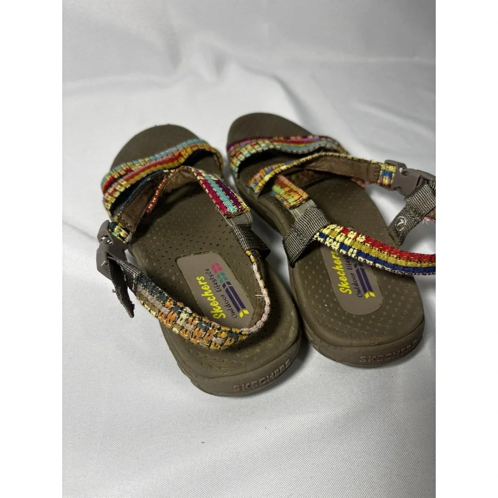 Skechers Reggae-Sew Me Sandals‎ MultiColor 7 Women's Strappy Outdoor Lifestyle